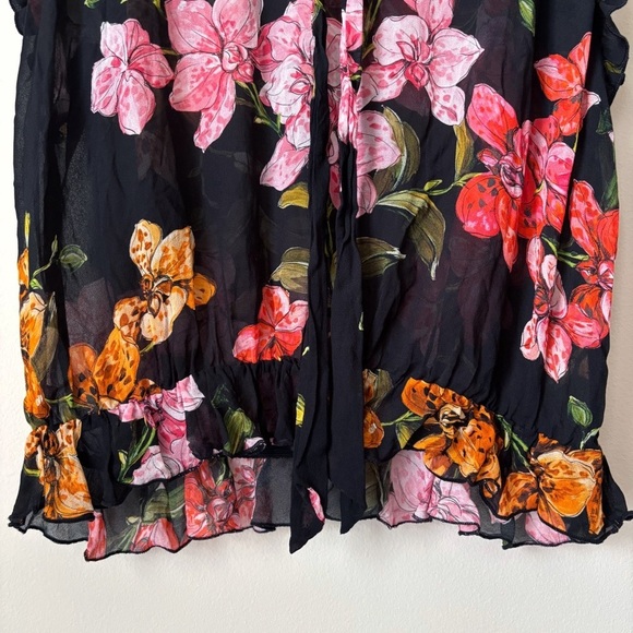 Pinko Babette Flutter Sleeve Floral Blouse Sz 10 - Picture 4 of 8
